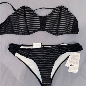 NEW RVCA Bikini black sheer strapless top & bottom